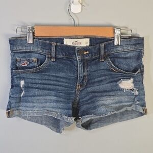 Hollister Shorts Women's Size 7 Distressed Blue Jean Shorts Cuffed Denim
